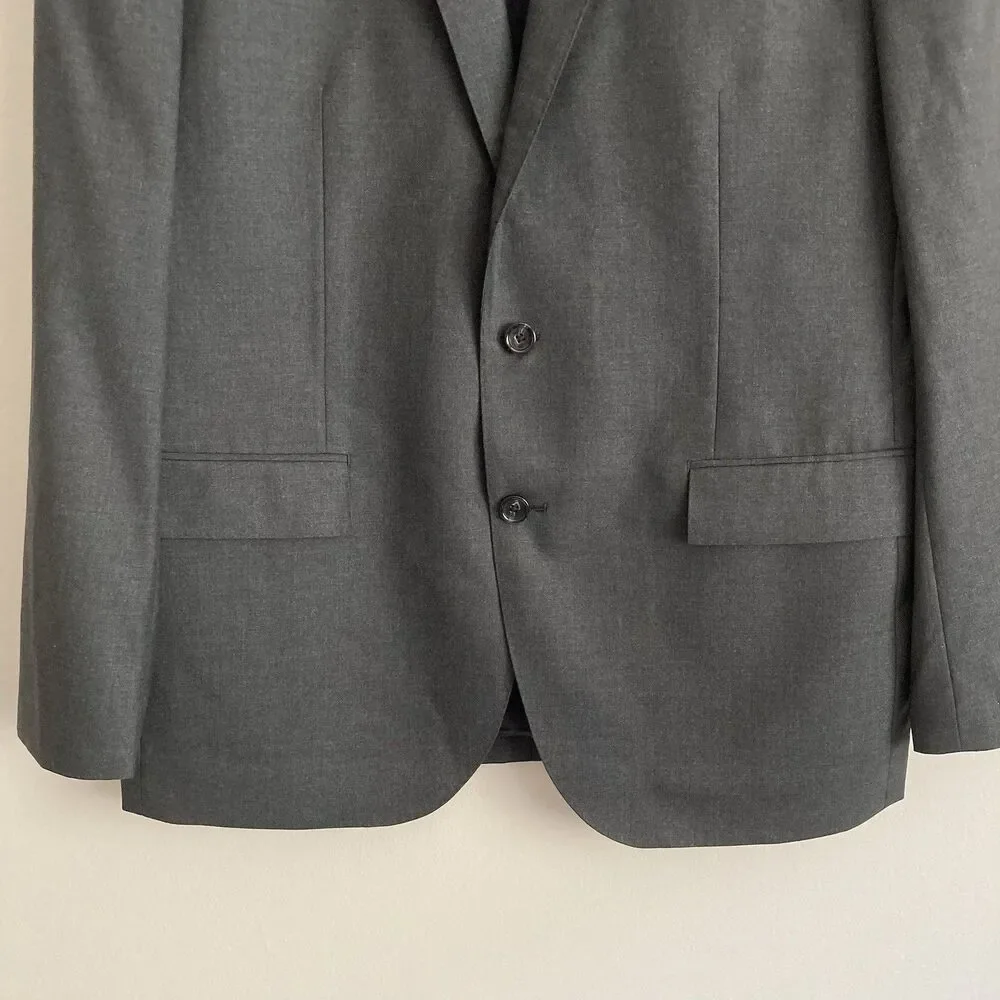 J Crew Blazer Mens 44L Gray Crosby Double Breasted Loro Piana Super 120 Wool